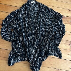 Uru silk tie bottom blouse one button missing one size USA striped